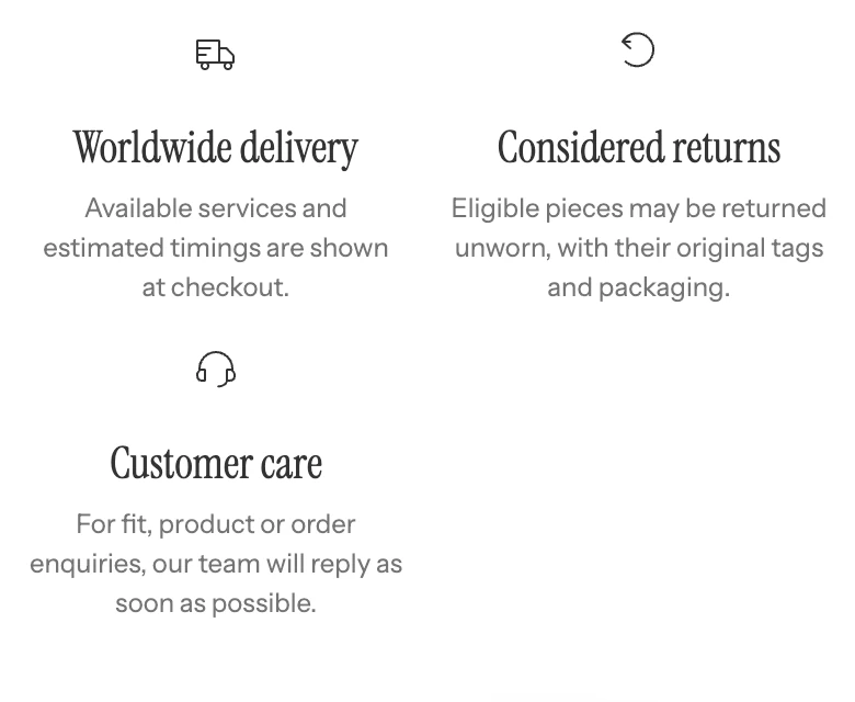 Multicolumn text on mobile with three icon columns stacked in a two-column grid.