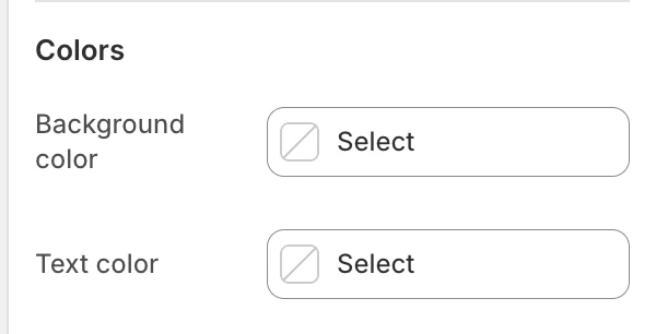 Custom section Colors settings in the Theme Editor: Background color, Text color.