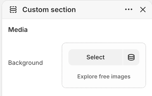Custom section Media settings in the Theme Editor: Background.