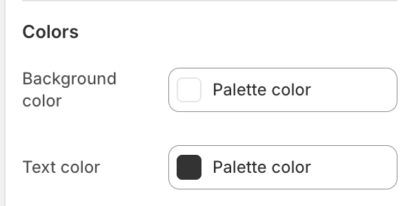 Announcement bar Colors settings in the Theme Editor: Background color, Text color.