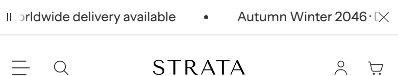 The announcement bar on mobile with one message in view, a pause button, and a close button.