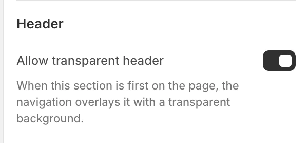 Video Header settings in the Theme Editor: Allow transparent header.