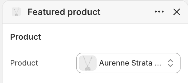 Featured product Product settings in the Theme Editor: Product.