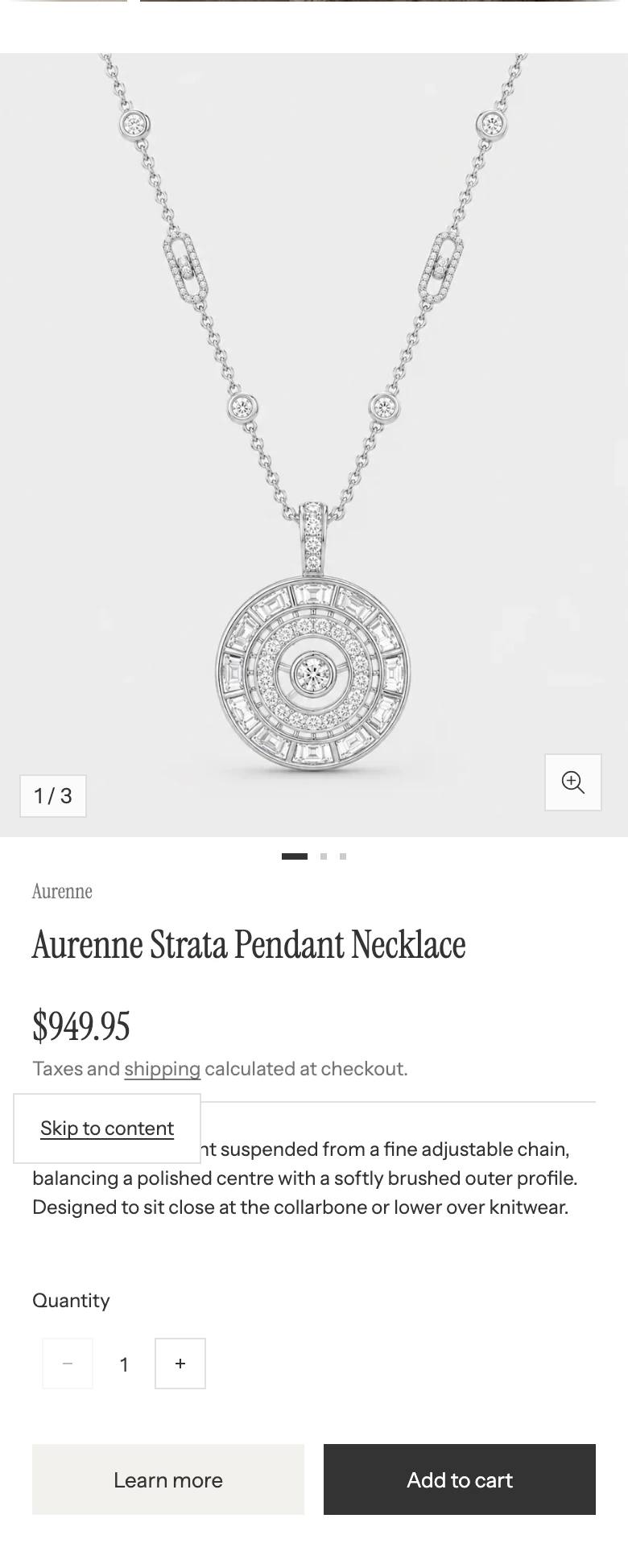 Featured product on mobile with the image carousel above the product information.